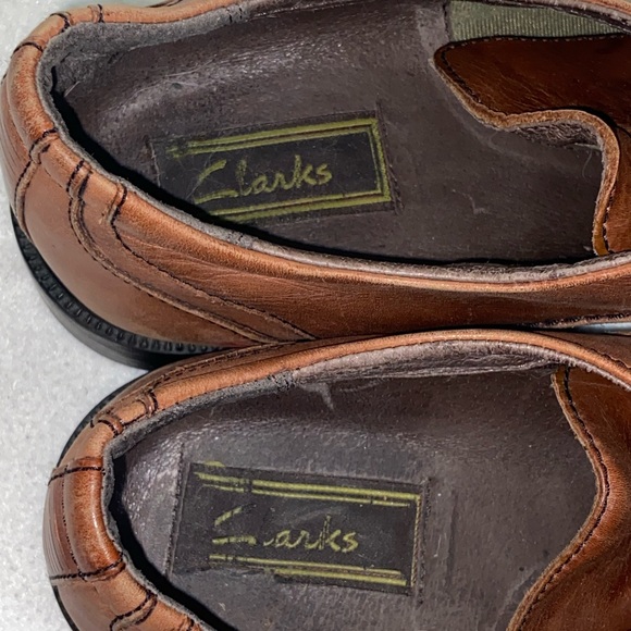 Clarks Men’s 11 Brown Leather Square Toe Lace Up Dress Shoes Comfort Oxford - Picture 2 of 11